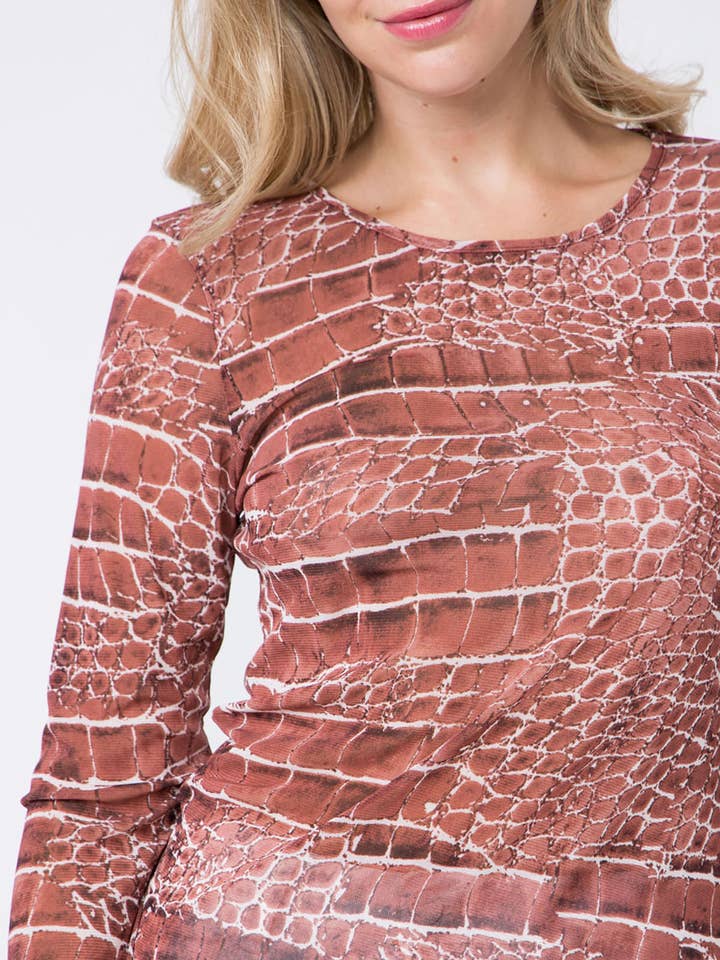 VOCAL – Großhandel Bluse – Damen – Power-Mesh-Oberteil mit Tiermuster7