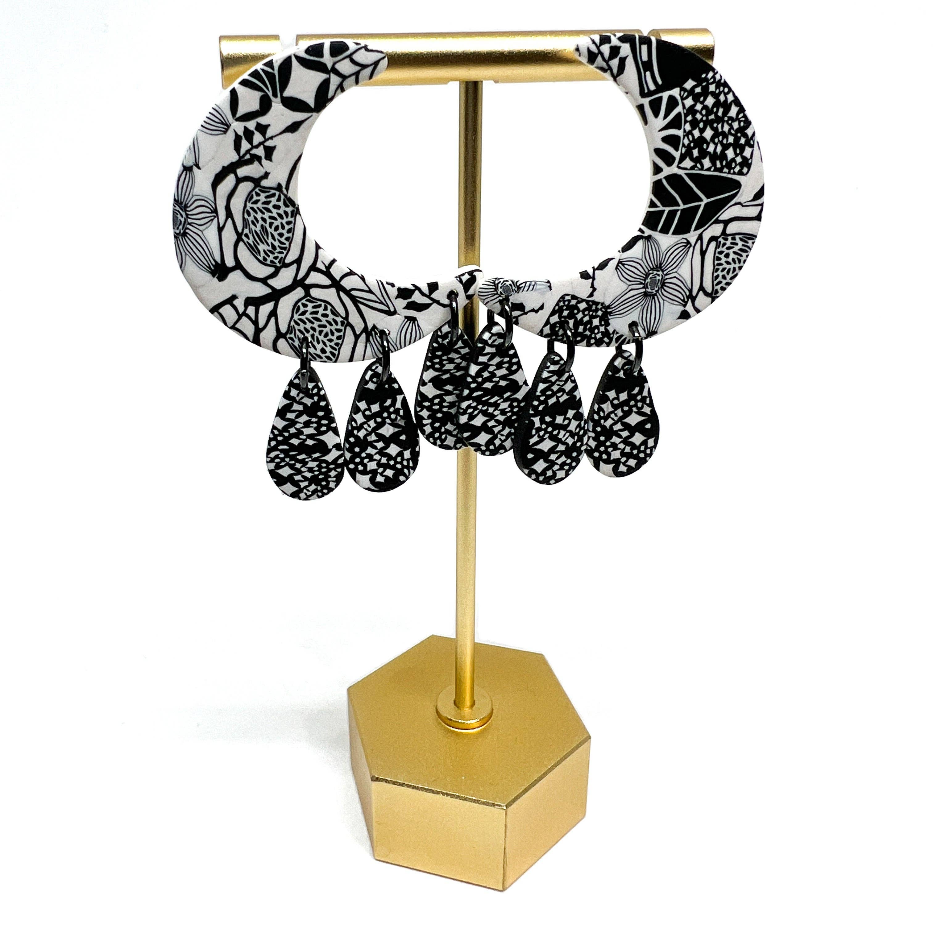 Hillside Studio - Wholesale Dangle Earrings - Luna Earrings -  B & W4