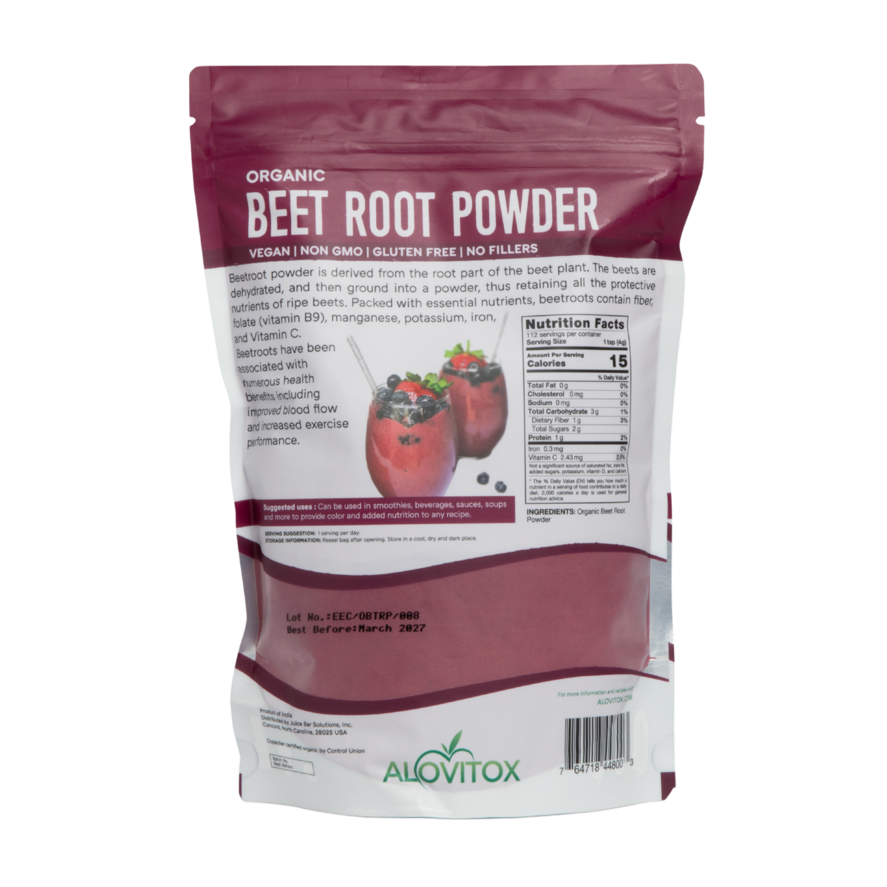 Alovitox - Wholesale Protein/Superfood Powder - 16oz Certified Organic Beet Root Powder1