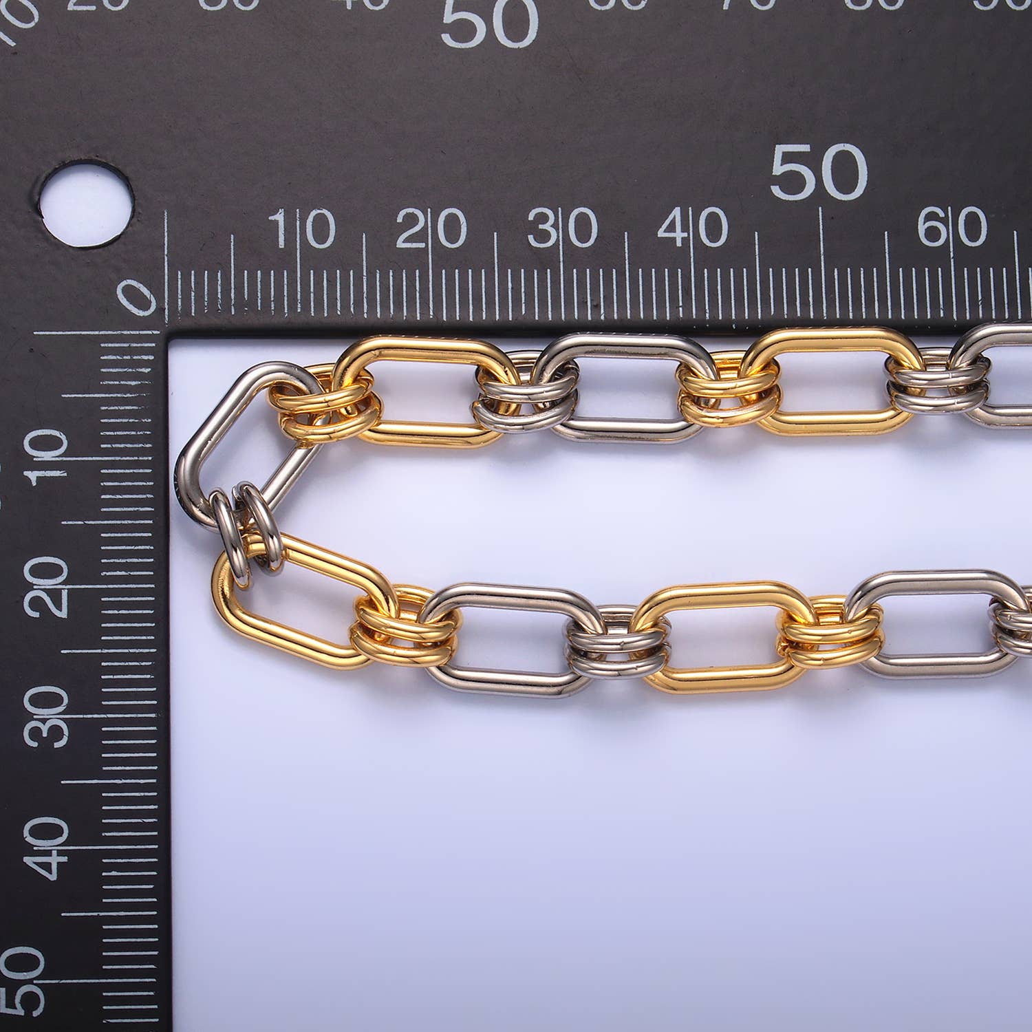 Aim Eternal - Wholesale Link & Chain Necklace - 24K Gold Plated Mixed Metal Paperclip Chain | ROLL-15401