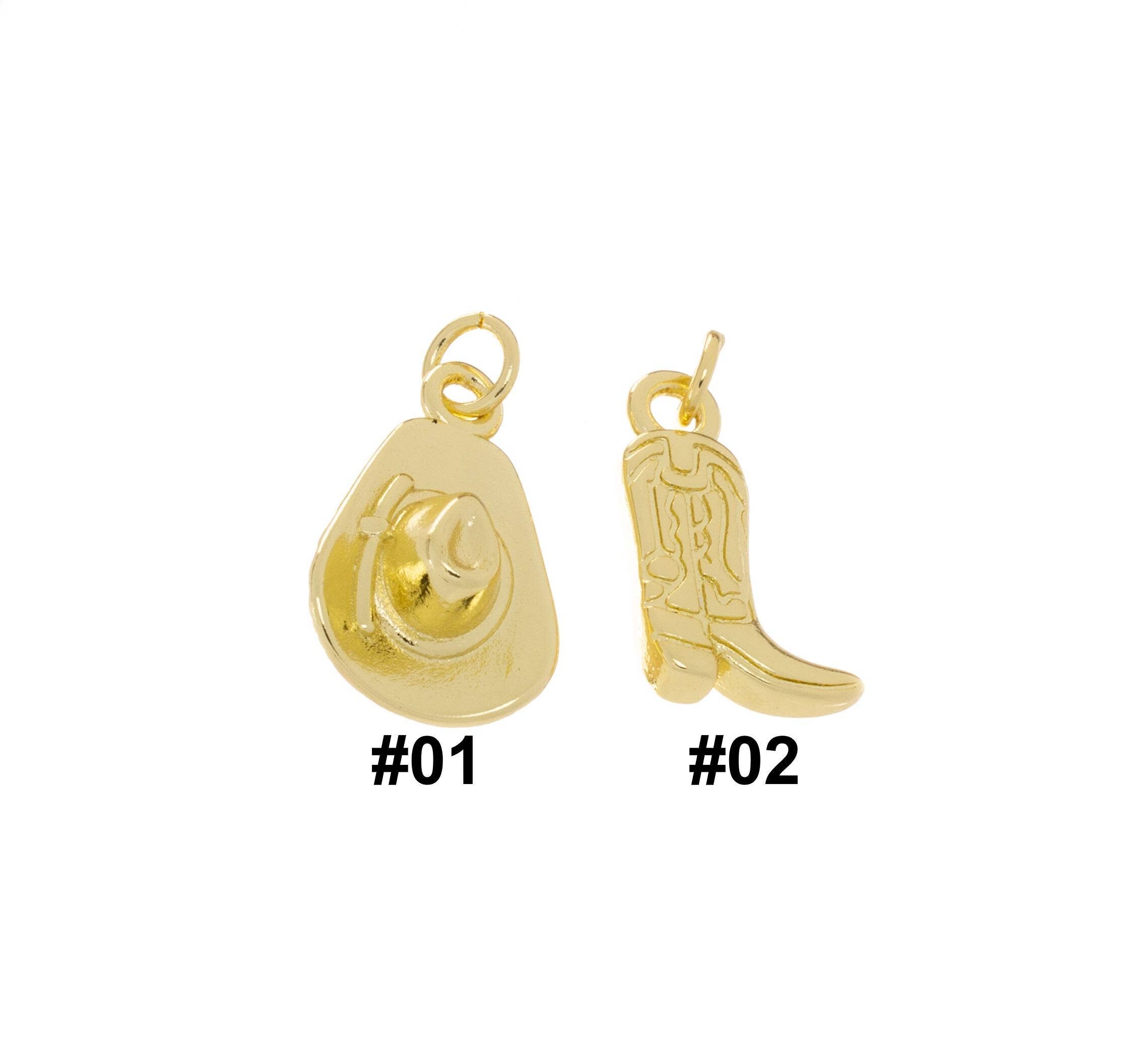 Jewel Pledge – wholesale Individual charm/pendant – Cowboy Boot and Hat Charm,Western Gold Charms CPG1411-14126