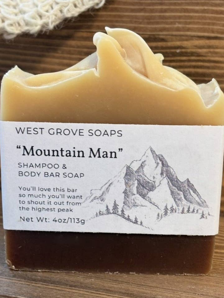 Shampoo & Body Bar Soap “Mountain Man” for wholesale by West Grove Soaps