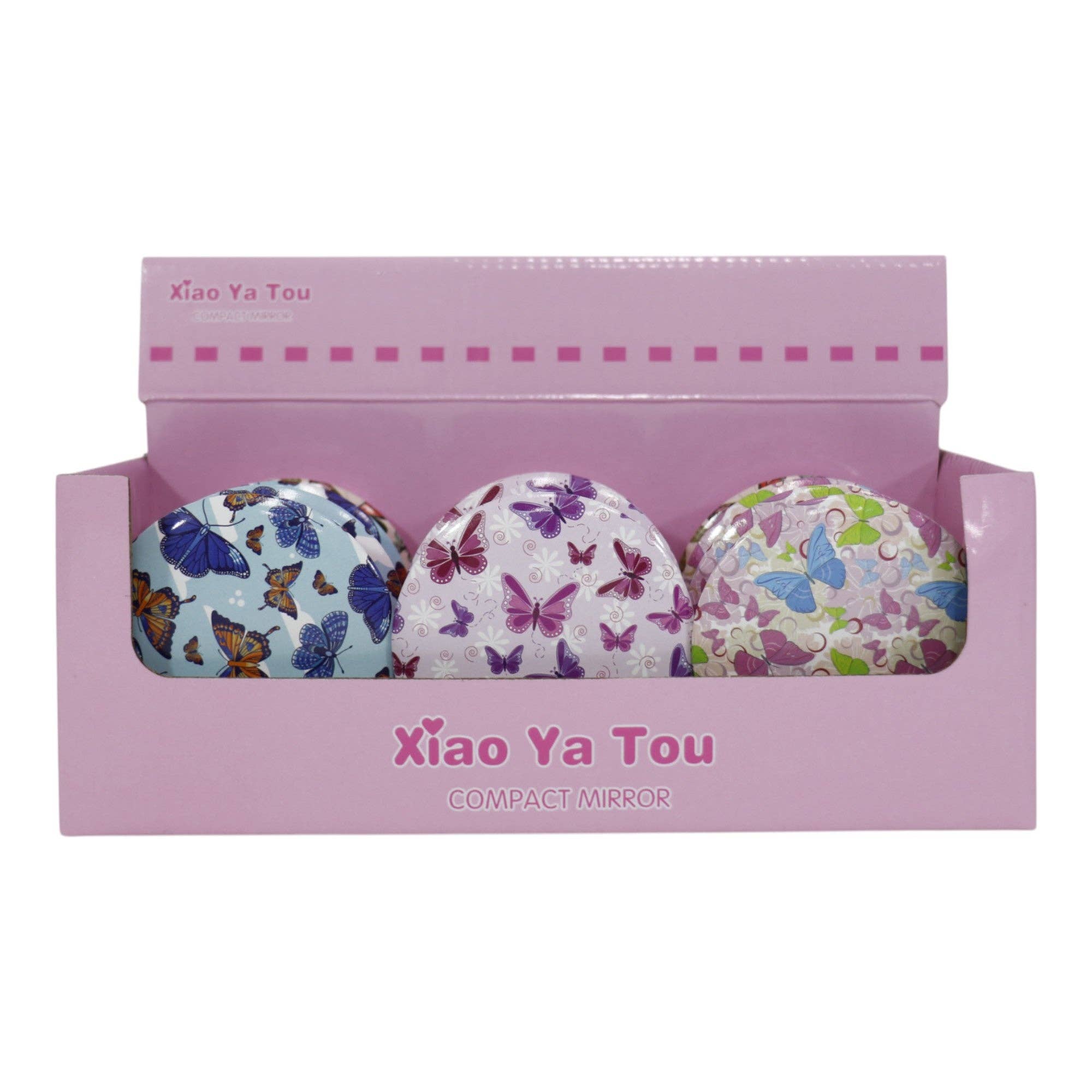 ASSORTED Butterfly Compact Hand Mirror JM5527-20 (12PC) for wholesale on Faire4