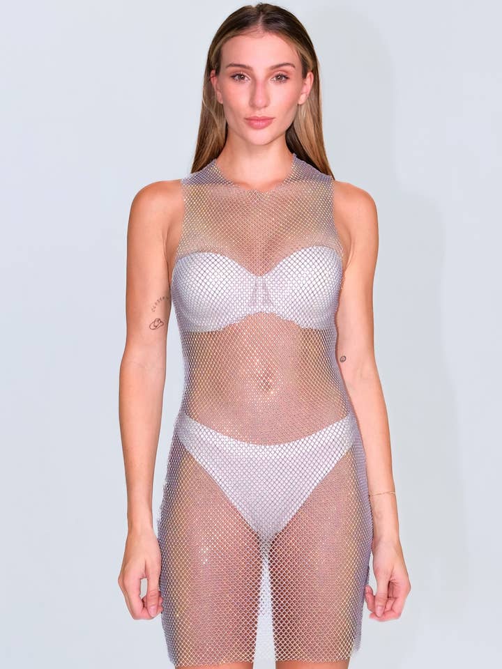 Mini-robe en maille à strass NINA pour la vente par Da Veamor