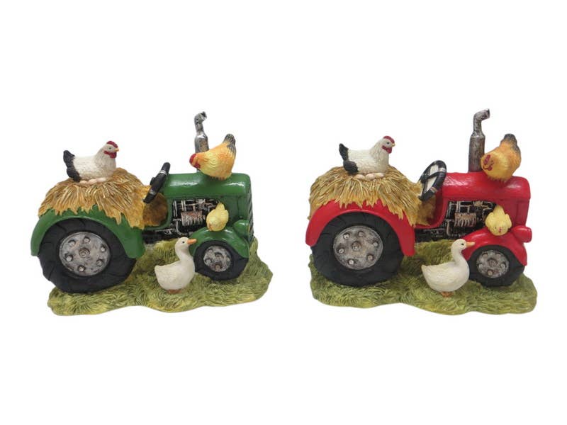 Cubby House by Malmar - Wholesale Decorative figurine - 13cm Farmyard Tractor With Animals 2 Asstd