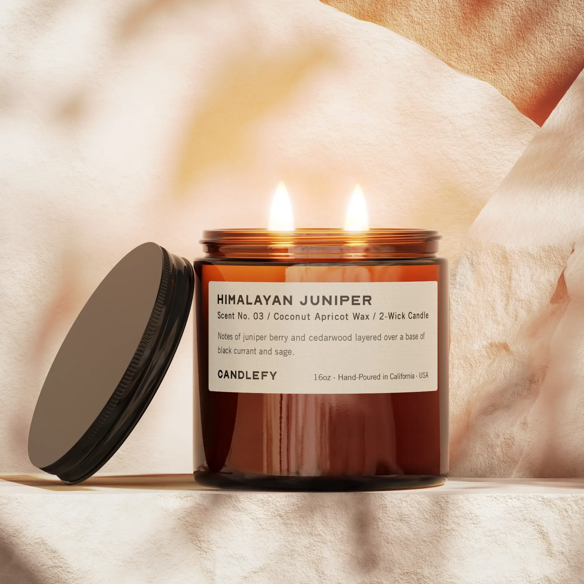 Candlefy - Wholesale Jar/Filled Candle - Himalayan Juniper Candle • 8oz Amber Jar • Coconut Wax • USA1