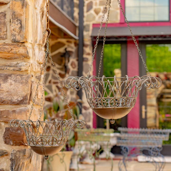 Zaer Ltd. International - Wholesale Hanging Planter - "Stephania" Hanging Basket Planters in 3 Colors 2 Pc/Set15