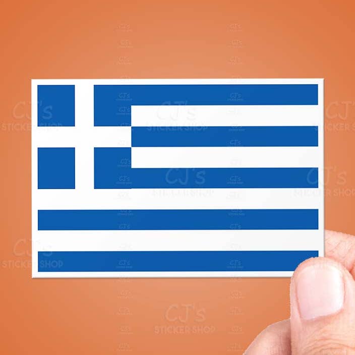 Autocollant en vinyle représentant le drapeau grec pour la vente par CJ's Sticker Shop