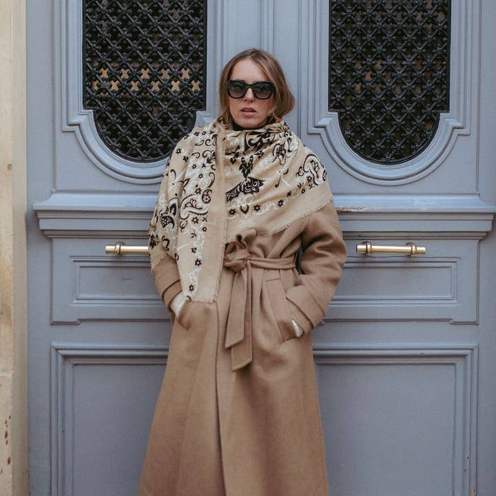 Maison Lecomte Flament - Wholesale Scarf - Women's - Beige cash FW24/25 scarf bandana