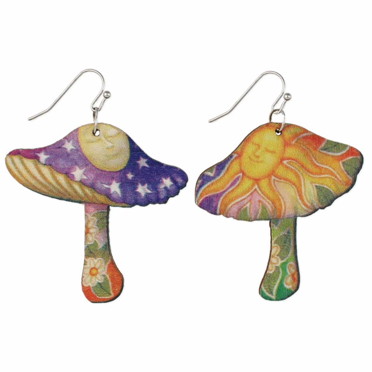ZAD - Wholesale Dangle Earrings - Morning Moon Mushroom Wood Earrings1