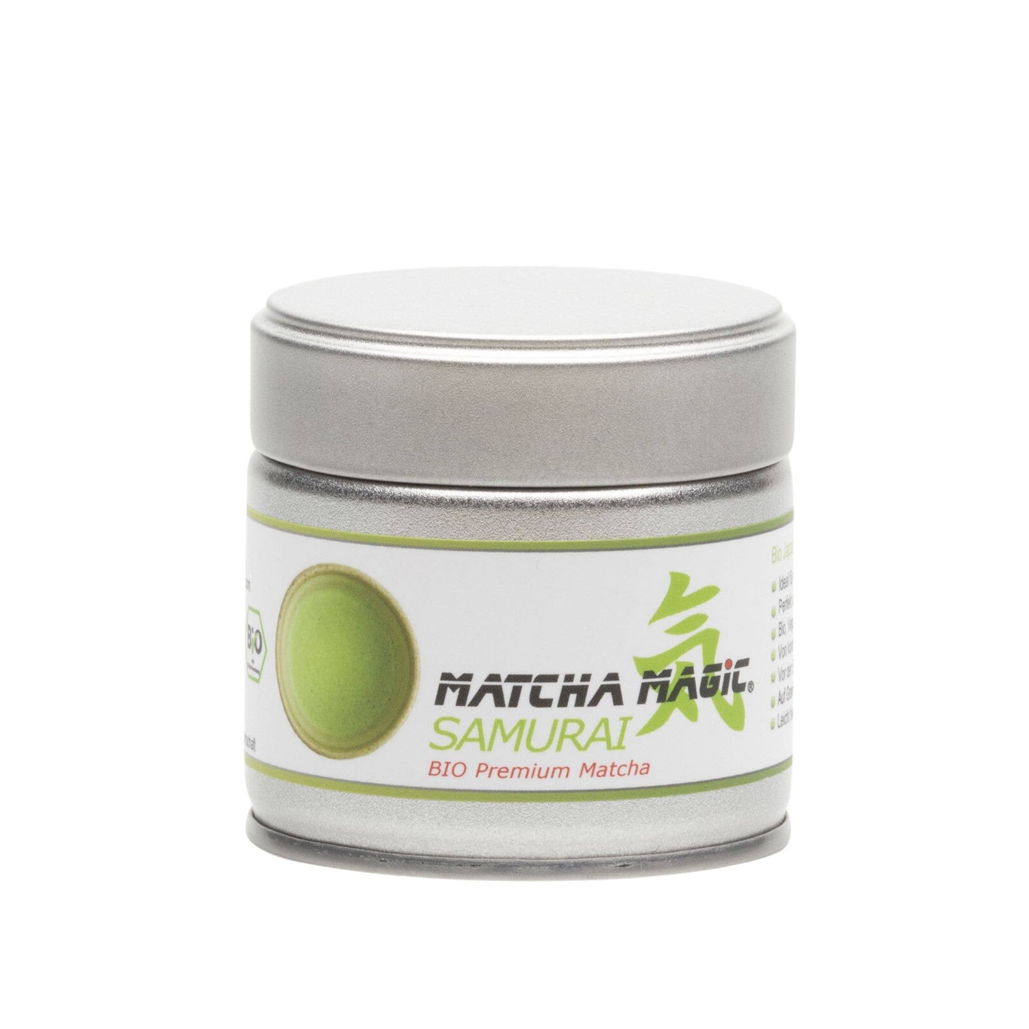 Matcha Magic - Vente Thés santé/détox - Matcha SAMURAI biologique — qualité supérieure (30 g/80 g)