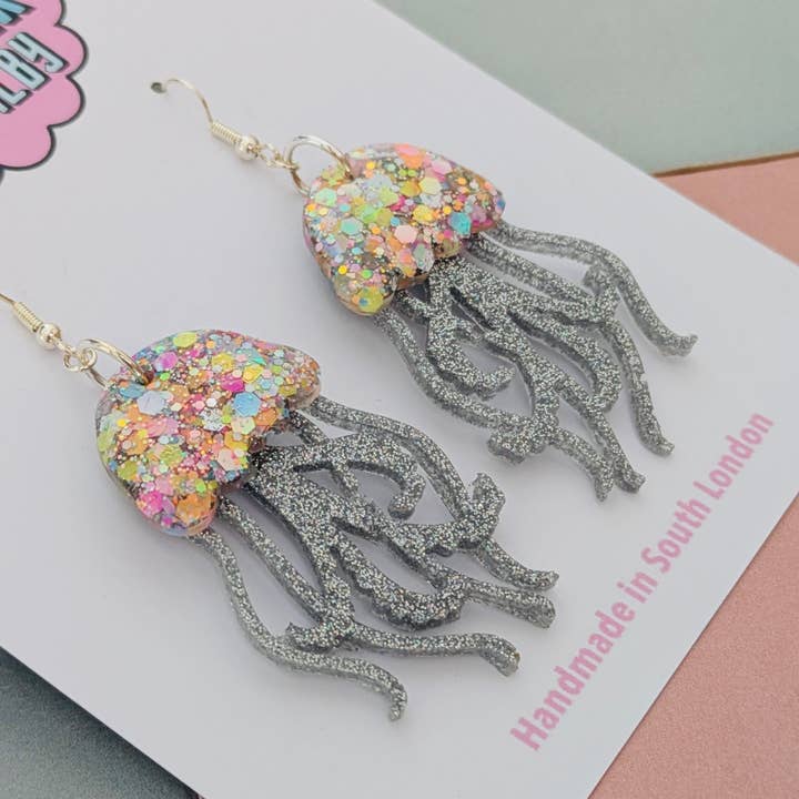 By Heather Filby – wholesale Dangle earrings – JellyFish Glitter Earrings (MORE COLOURS) - Best Seller10