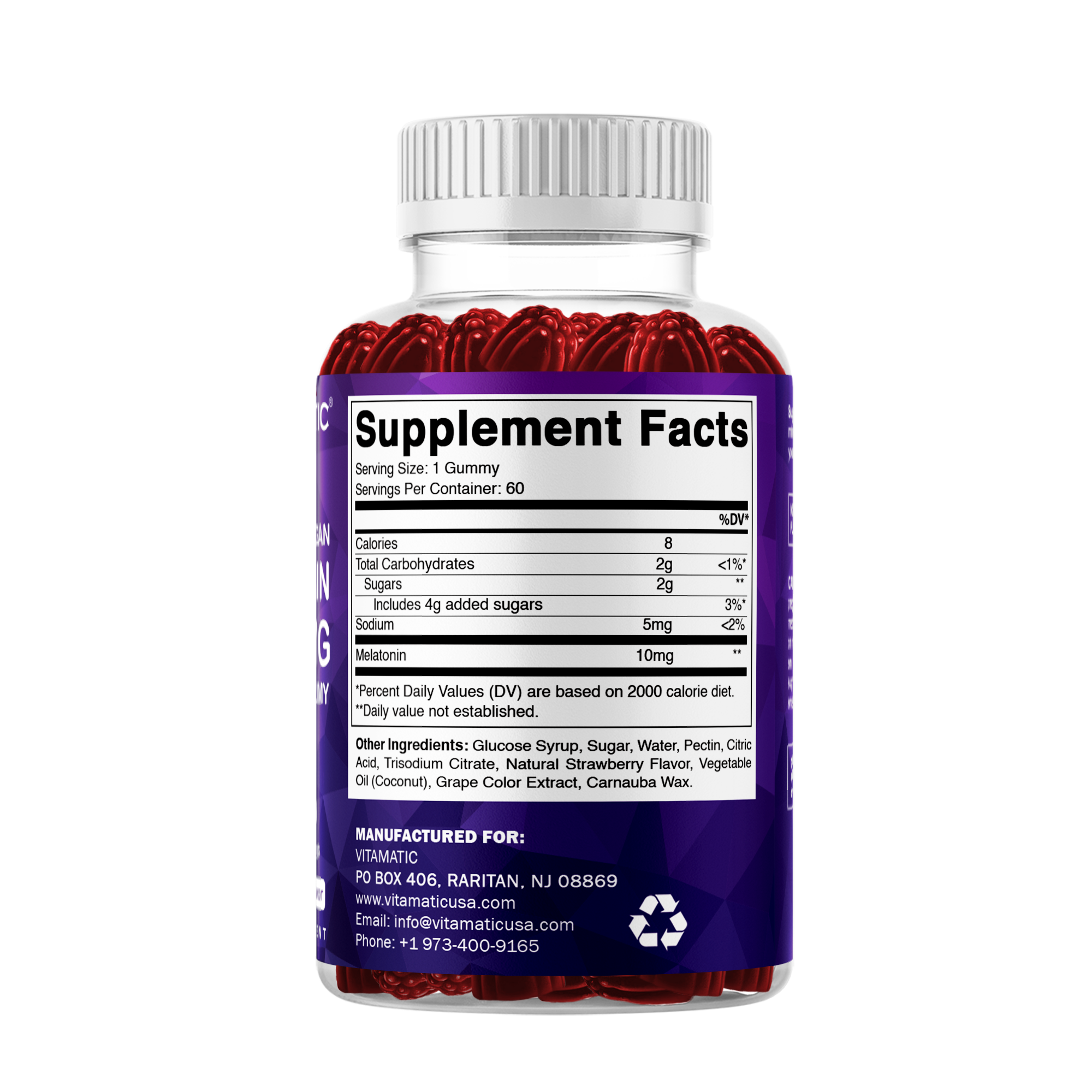 Vitamatic - Vente Supplément oral/vitamine - Vitamatic Mélatonine 10 mg | 60 Gummies véganes8