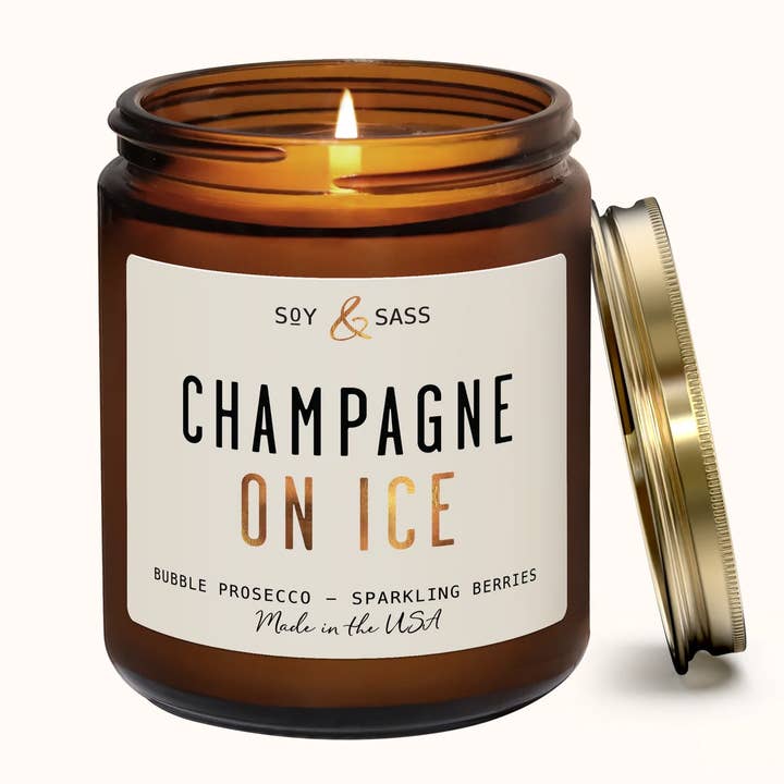 Champagne on Ice Soy Candle 7.2 oz Home Decor & Gifts for wholesale by Soy and Sass