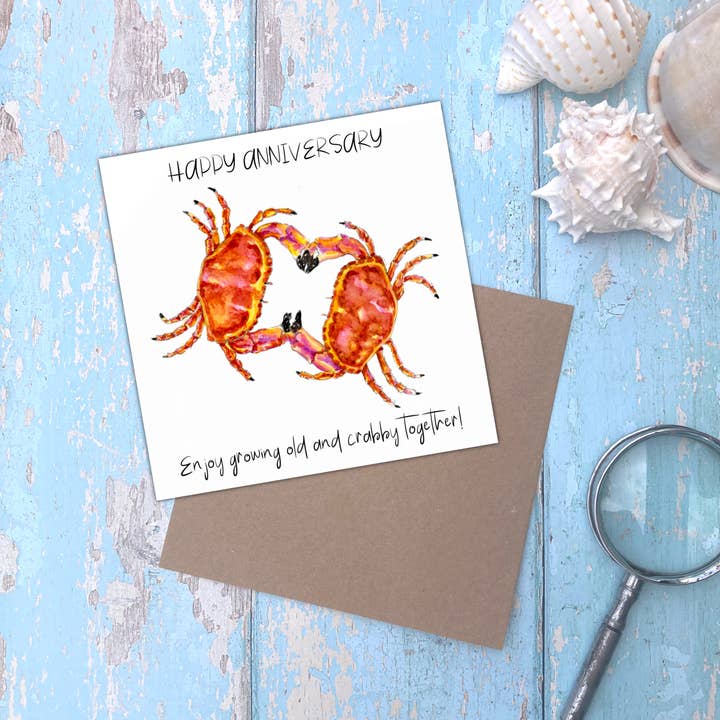 'Happy Anniversary' Cornish Crabs card for wholesale by Utterly Conkers