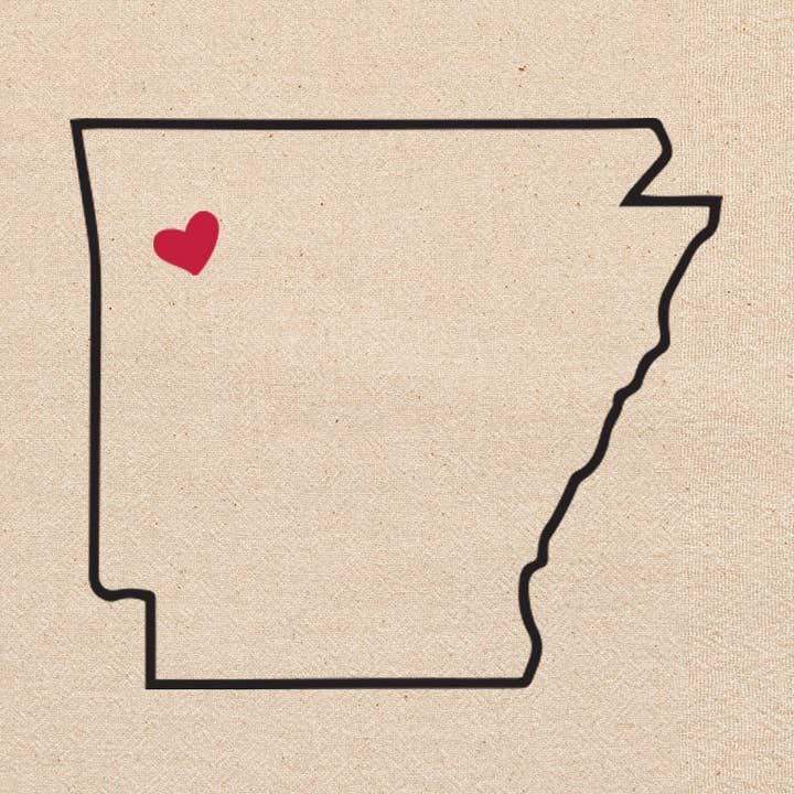 Arkansas Love My State Kitchen Tea Towel With Heart Pin for wholesale by ellembee gift