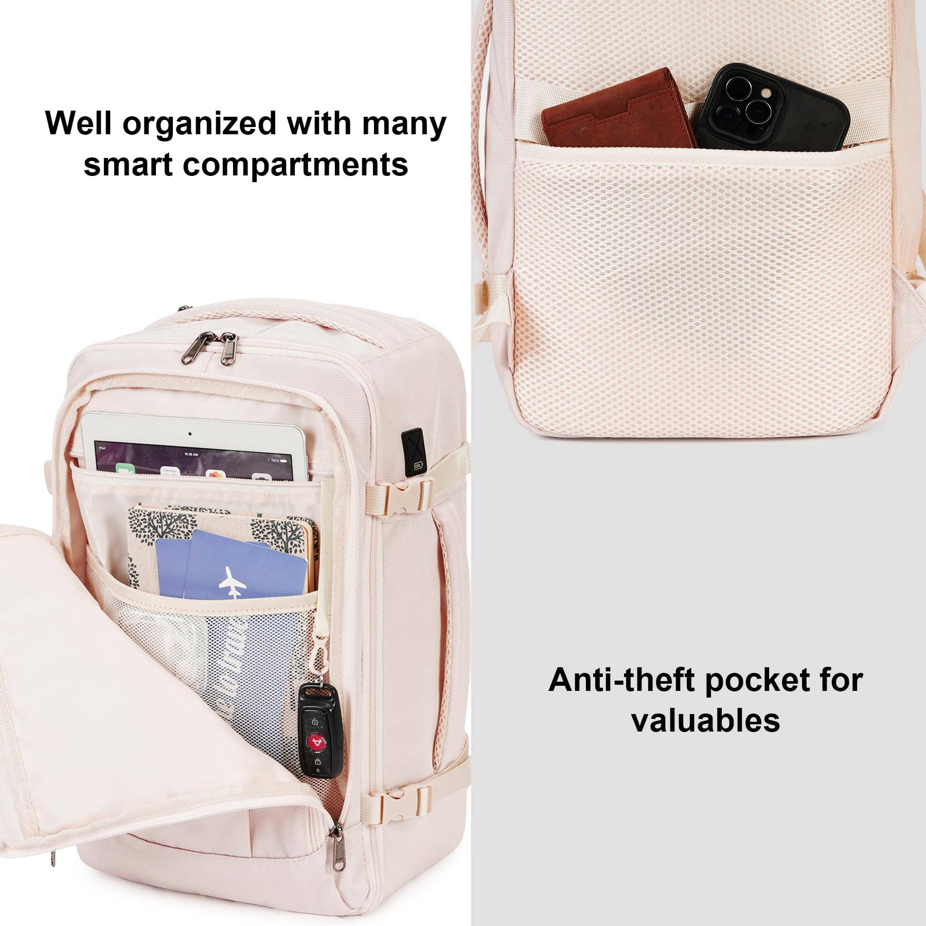 wandf - Wholesale Backpack - Unisex - 20L Underseat 13 Pockets Carry on Travel Bag with USB Port5