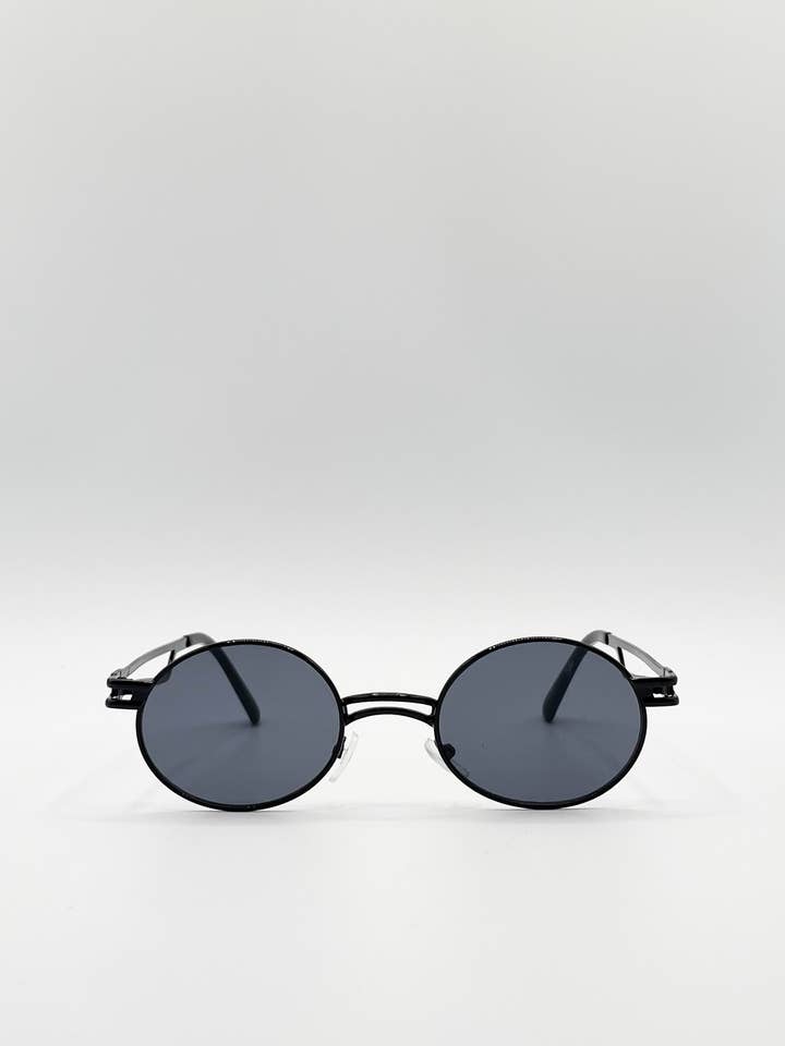 Retro Round Sunglasses in Black for wholesale by AFA COLLECTIVE