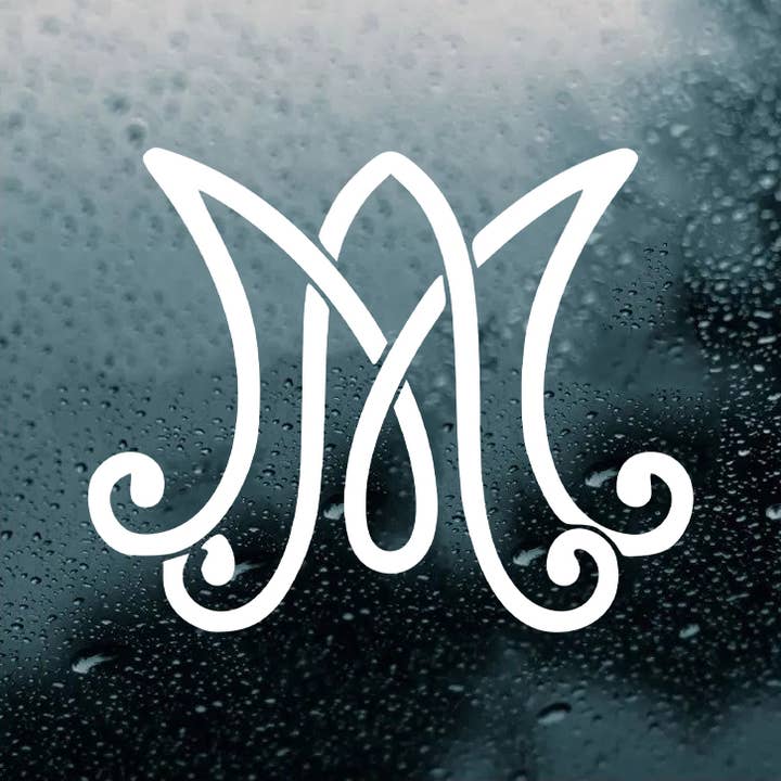 Auspice Maria Monogram Vinyl Decal V3 Virgin Mary Ave WHITE for wholesale by Minglewood Trading