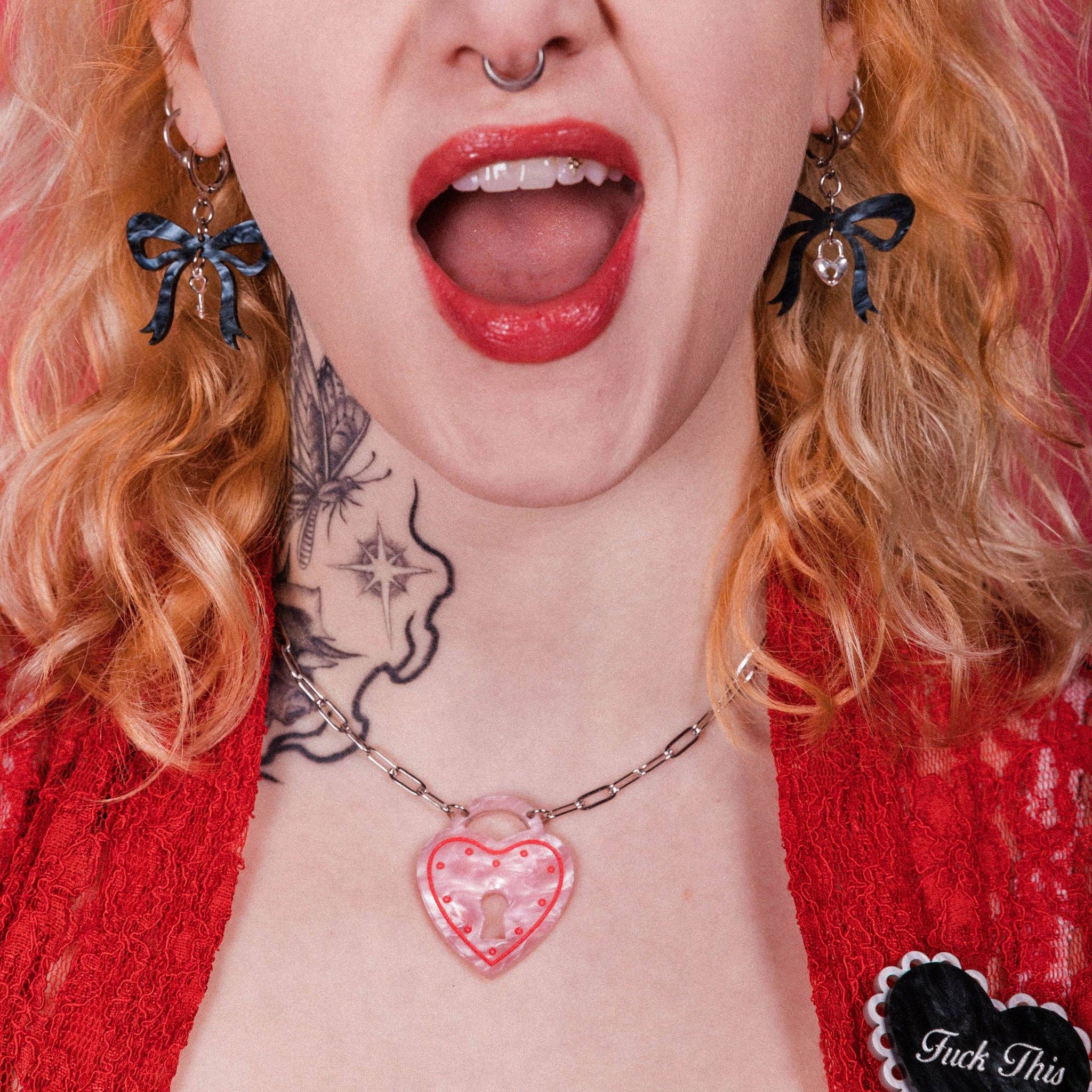 Foolish Fetish - Wholesale Pendant/Charm Necklace - All Locked Up Heart Padlock Necklace1