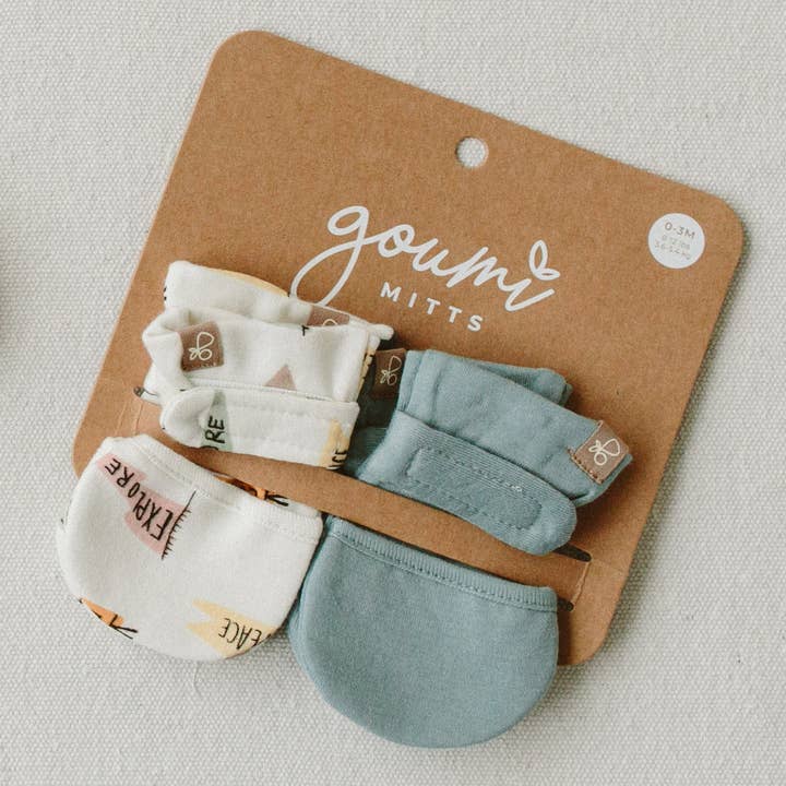 goumikids - Wholesale Mittens - Baby - Stay On 2-Pack Baby Mitts - Poolside + Affirmations