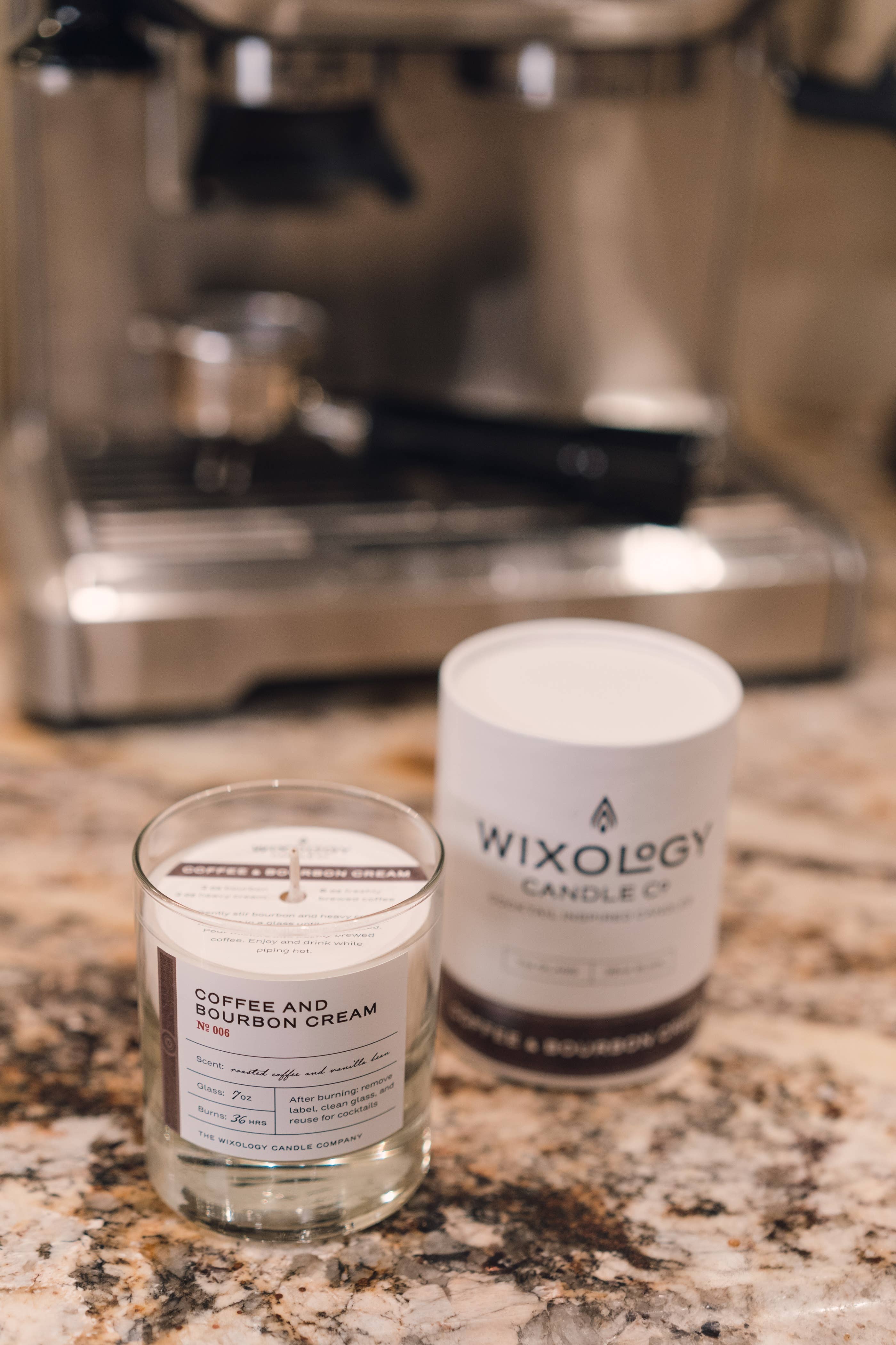 Wixology Candle Company - Wholesale Jar/Filled Candle - Coffee & Bourbon Cream Candle - Reusable 7oz Rocks Glass1