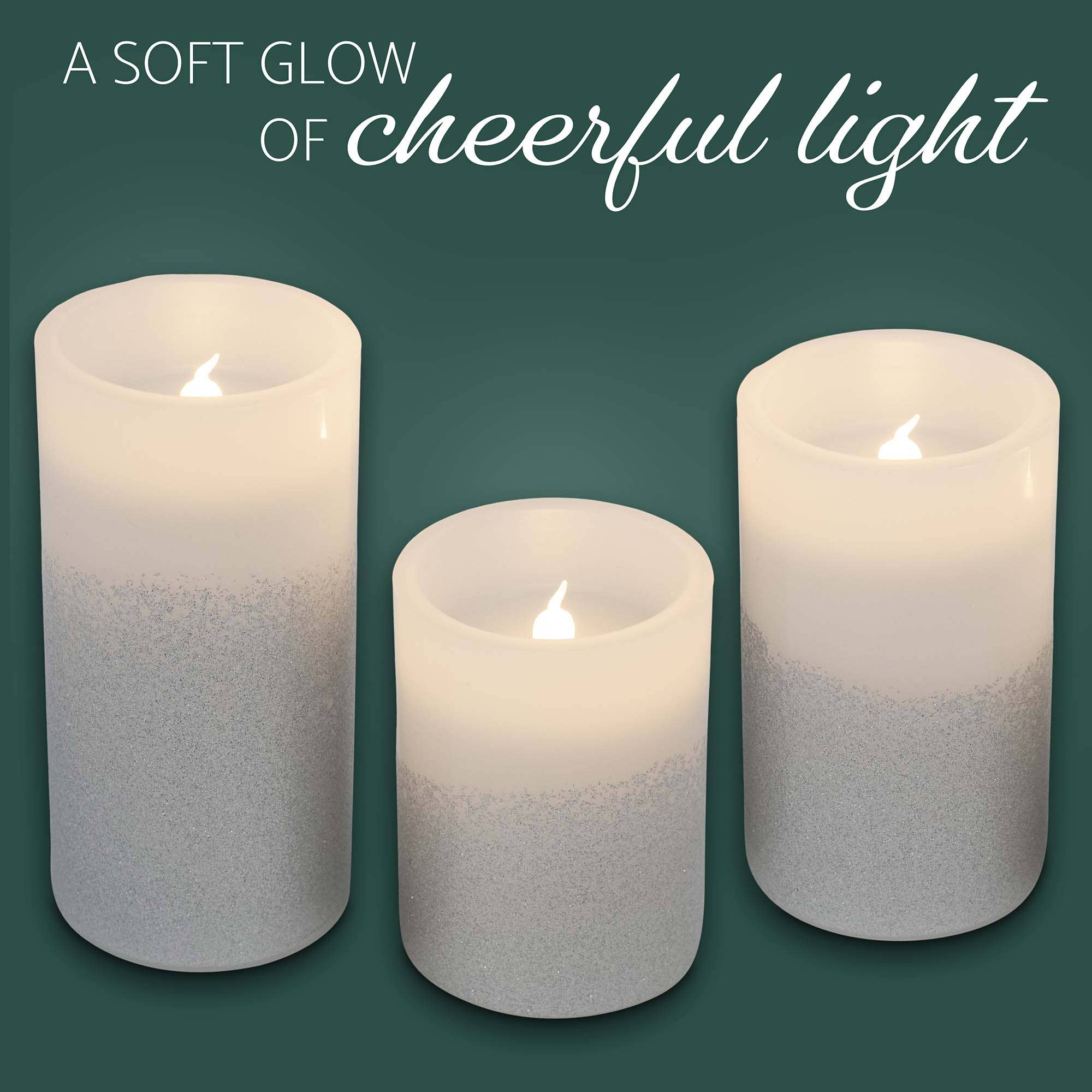 EAST AVENUE – wholesale Flameless candle – Silver Tone Glitter 6 inch Flameless Candles Set of 32