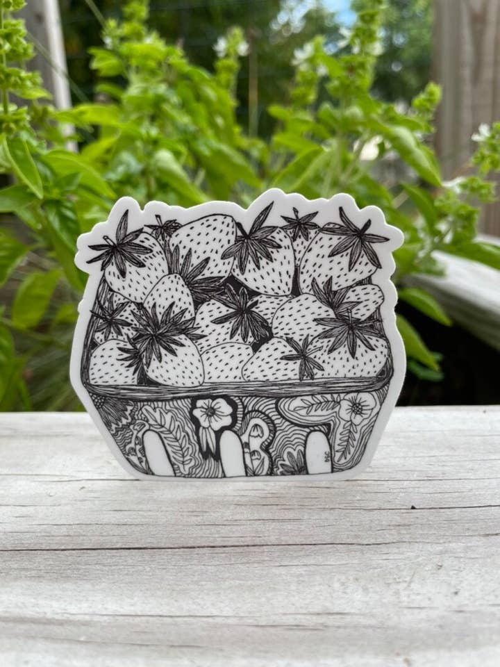 Autocollant Strawberry Basket, autocollant découpé, autocollant Berry pour la vente par MossyPathArt
