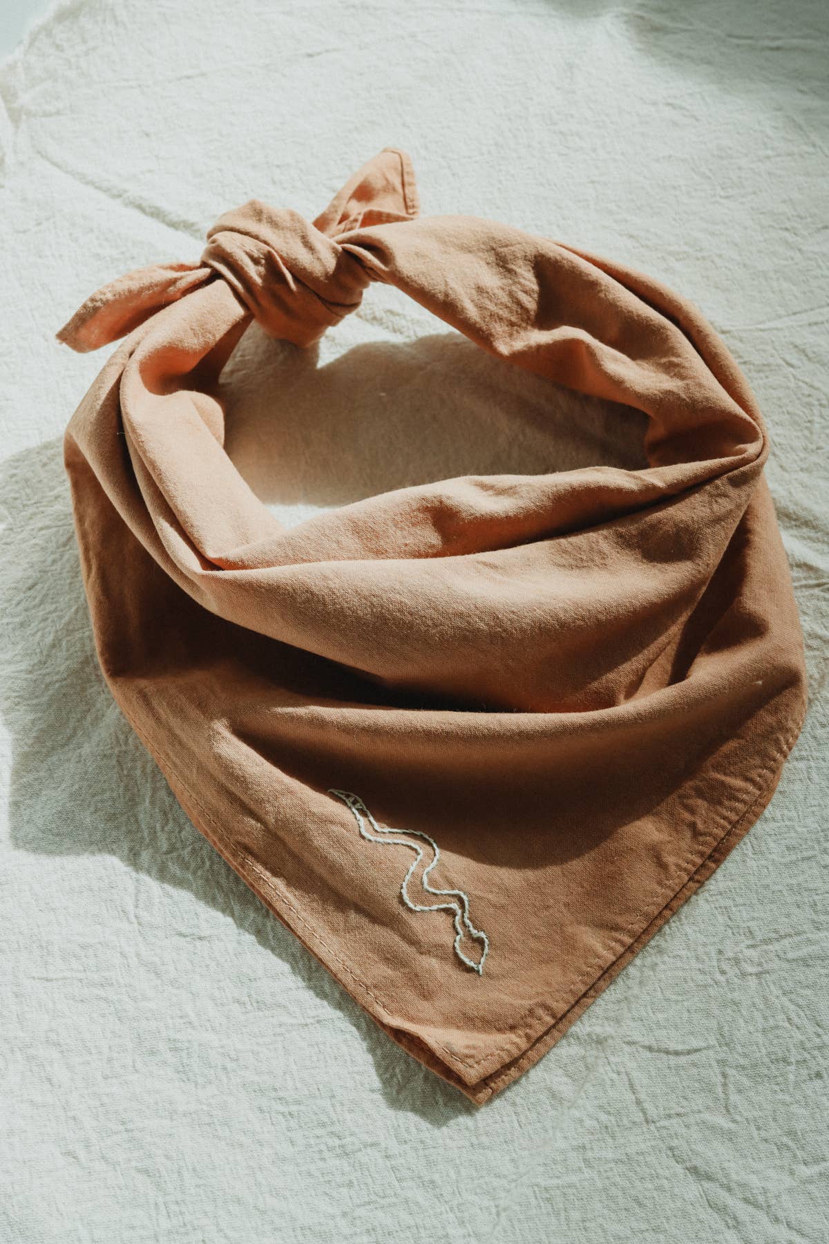 Eloise et moi - Wholesale Bandana - Women's - Hand embroidered DESIERTO cotton bandana, Plant dyed6