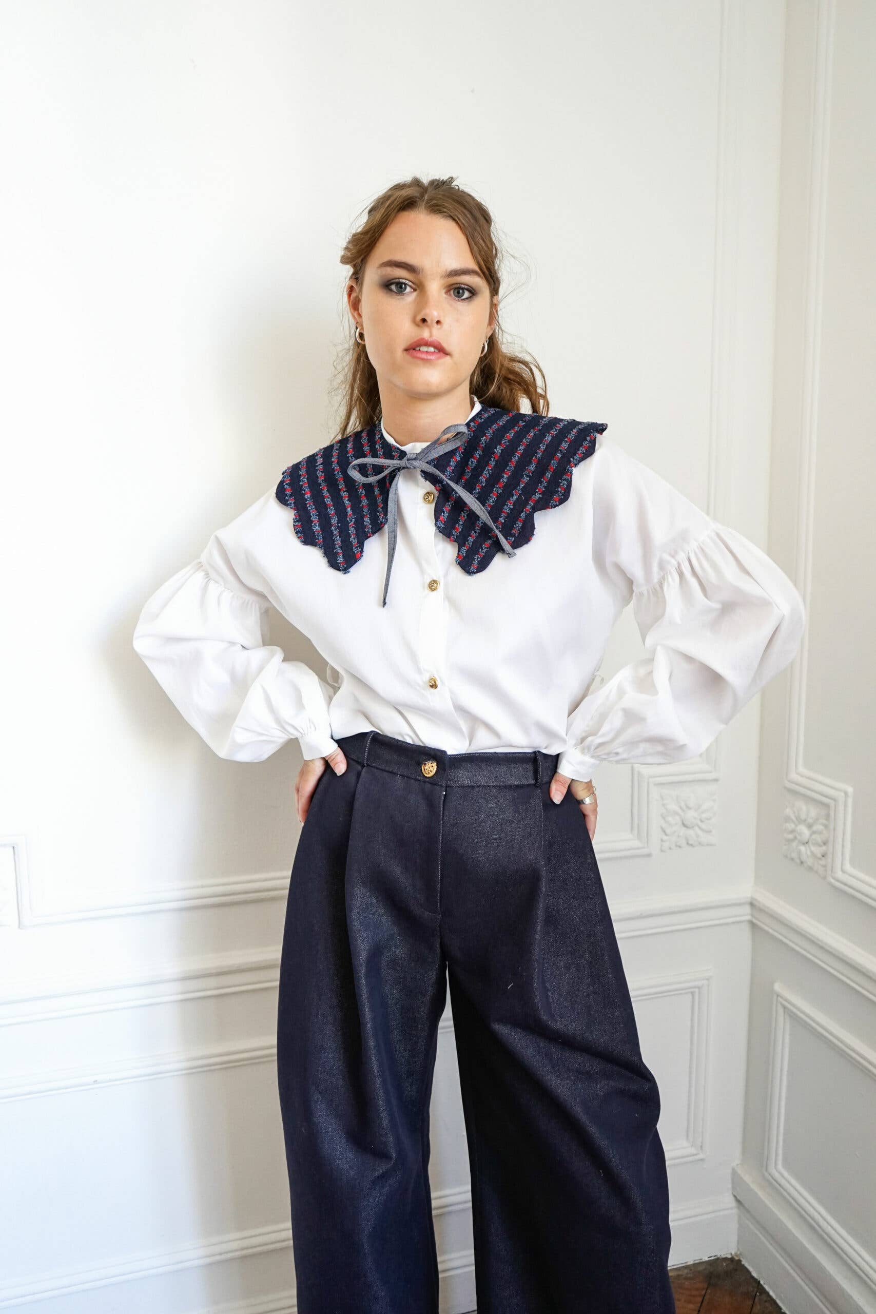 ROSAMEN BADO - Vente Chemise à col boutonné – femme - Col COLETTE - FANCY DENIM4