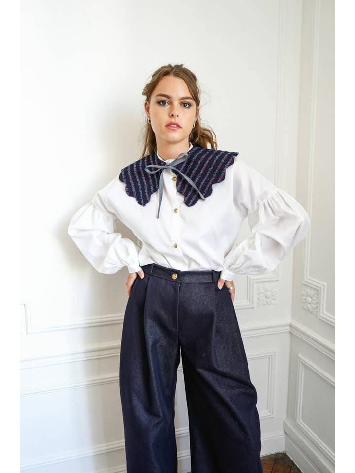 ROSAMEN BADO - Vente Chemise à col boutonné – femme - Col COLETTE - FANCY DENIM4