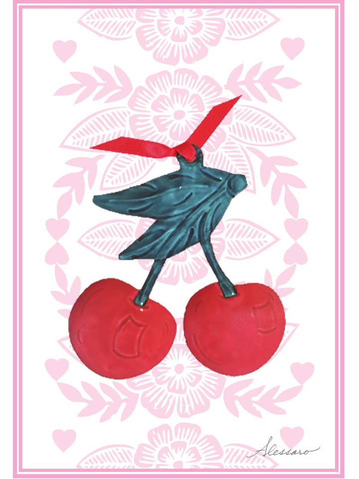 Kirschen als Andenken auf Grußkarte für den Großhandel von Alessaro Designs