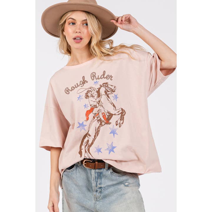 T-SHIRT GRAPHIQUE DE RODÉO À MANCHES COURTES WESTERN (ST7539) pour la vente par Sage + Fig