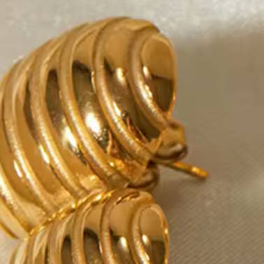 HoopLa - Wholesale Dangle Earrings - Triple Ripple- Steel 14K drop Earring