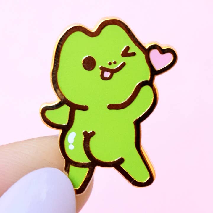 Cutie with a Booty Frog Enamel Pin for wholesale by Sugarnova