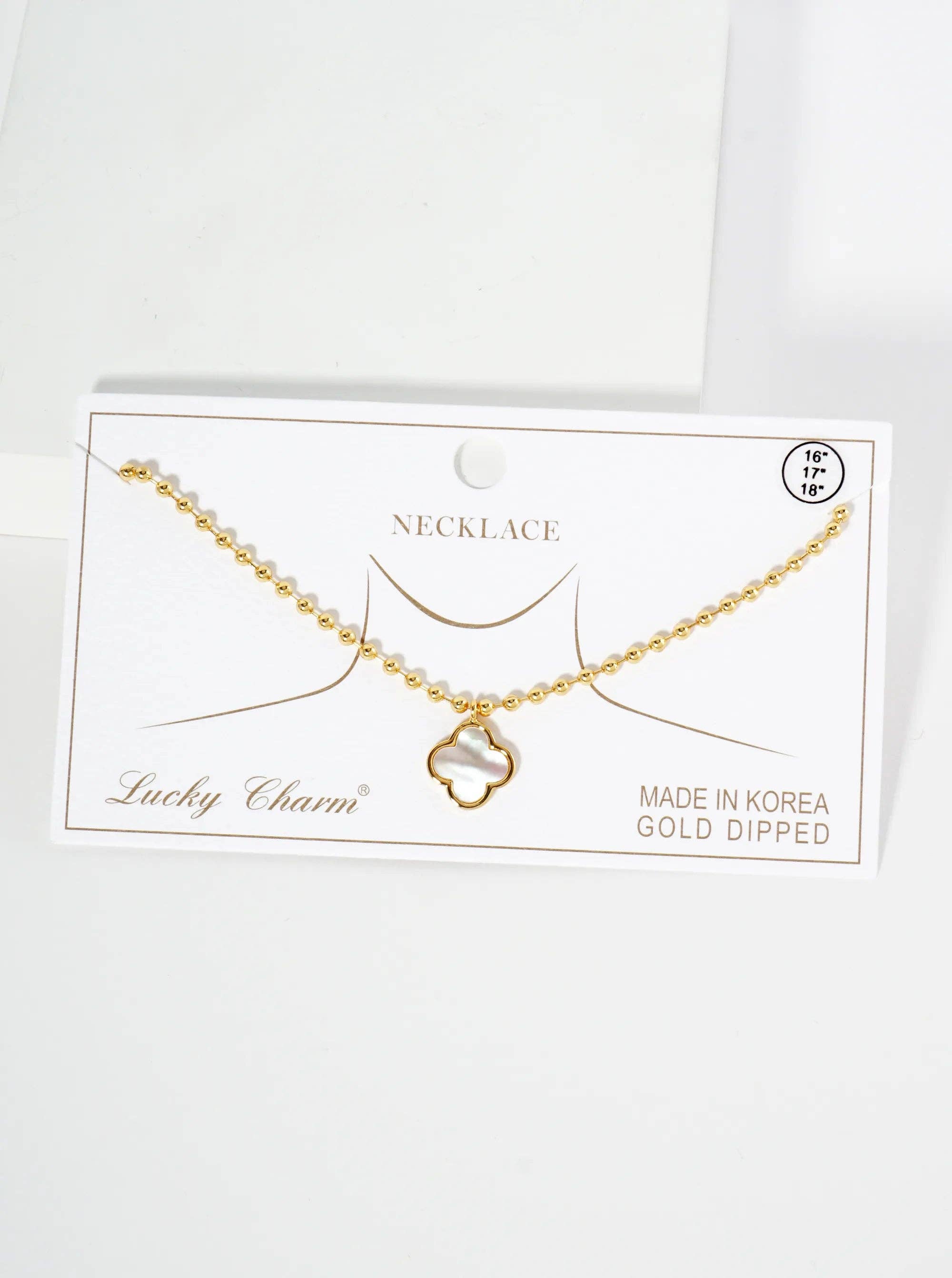 Wild Honey - Wholesale Pendant/Charm Necklace - 18K Gold Dipped 12Mm Quatrefoil Pendant Ball Chain Necklace8