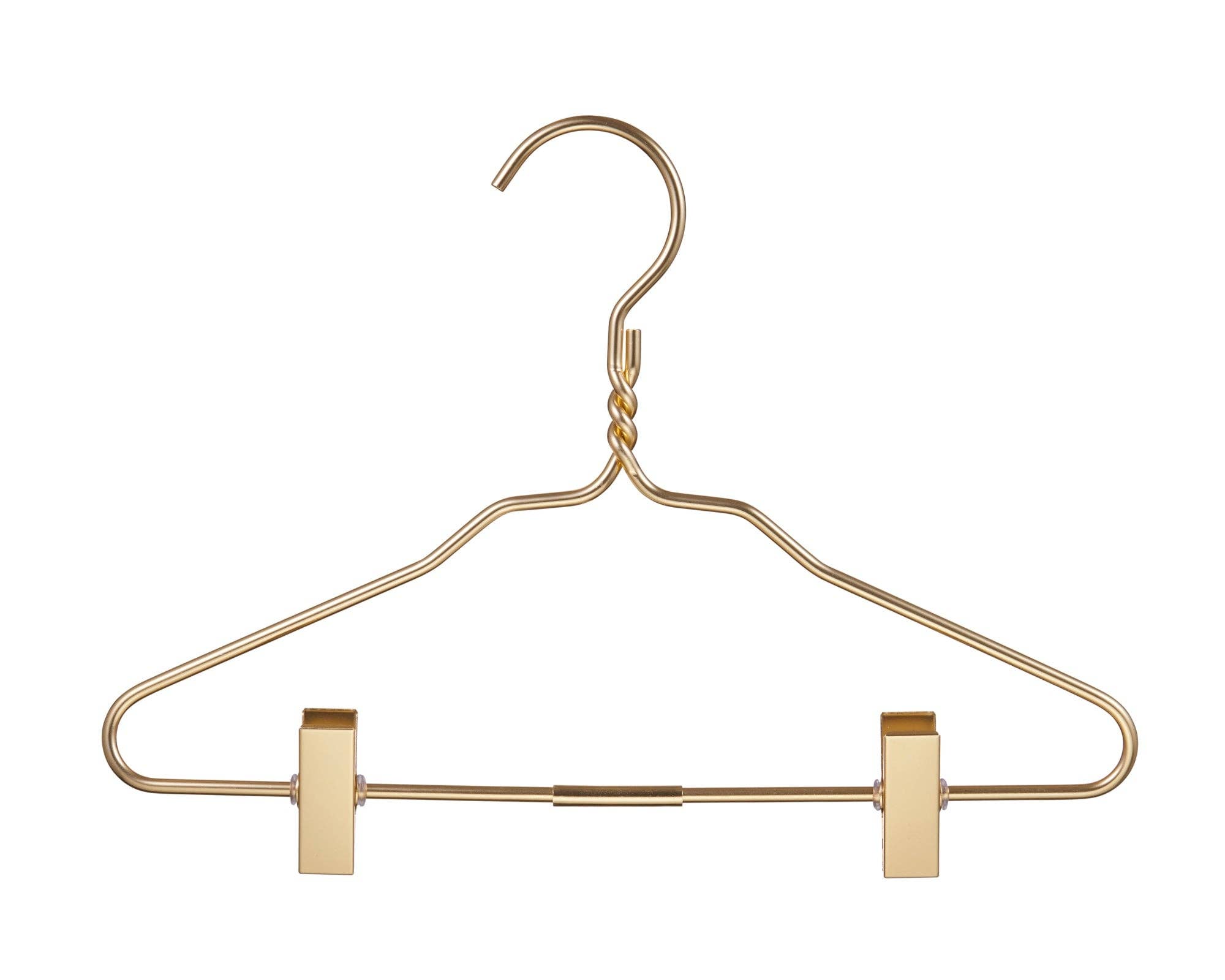 DEILSY - Wholesale Clothes Hangers - Kids Gold Aluminum Hanger W/ Clips (5 Pcs Per Paper Sleeve)2