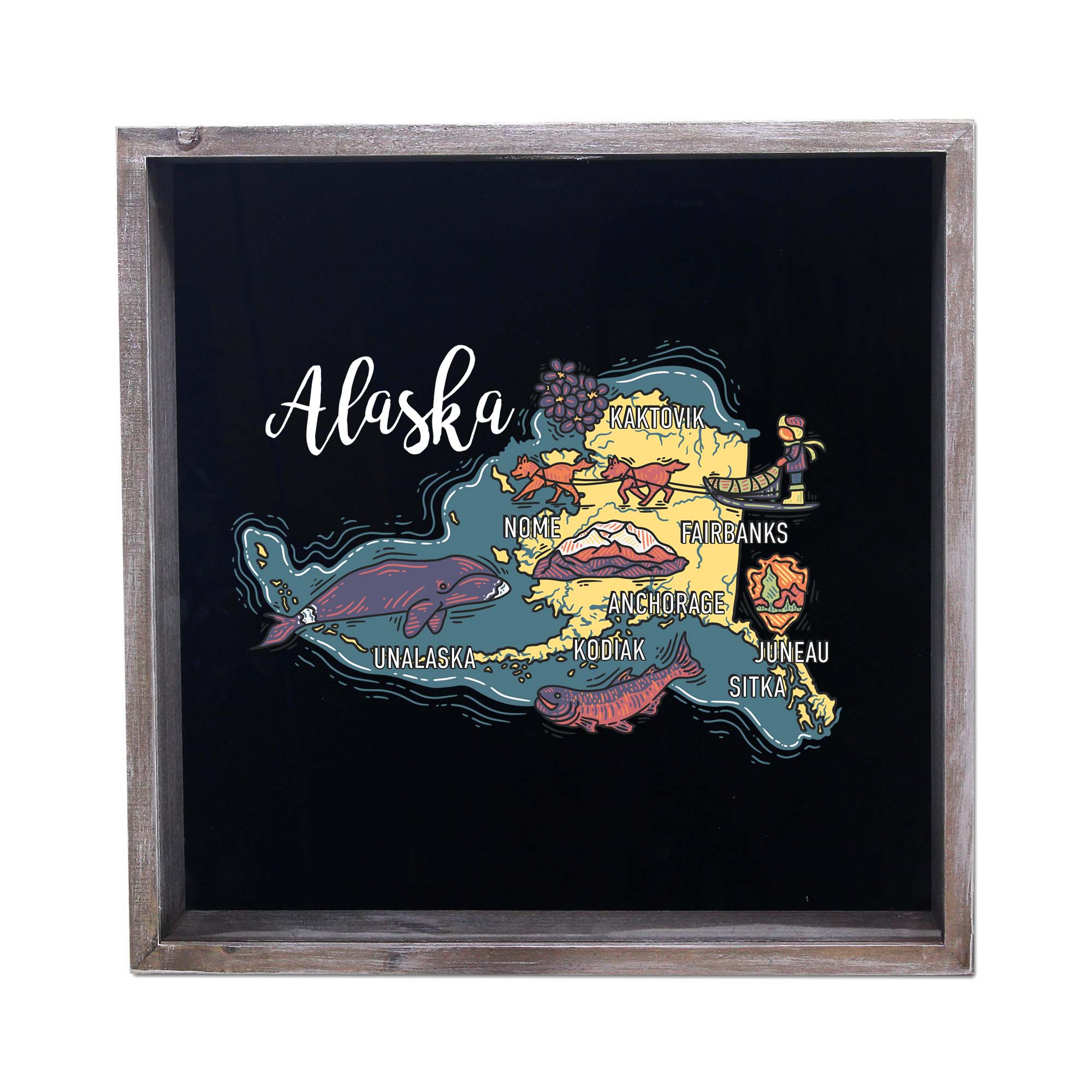 Torched Products - Wholesale Sign - State Map Design Shadow Box - Gray0