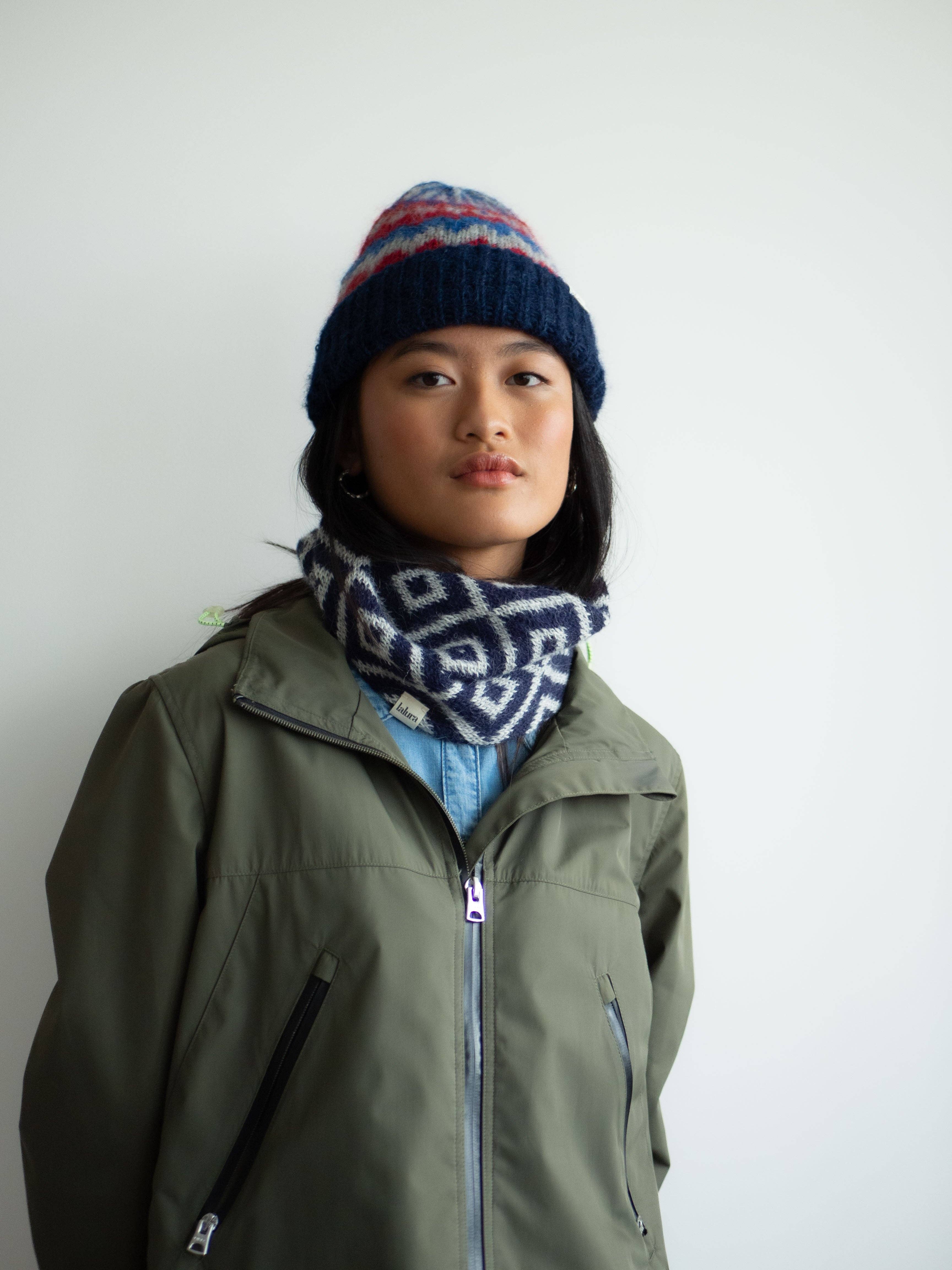 Lalura - Vendita all'ingrosso Sciarpa - Donna - Collo tessere blu quadri6