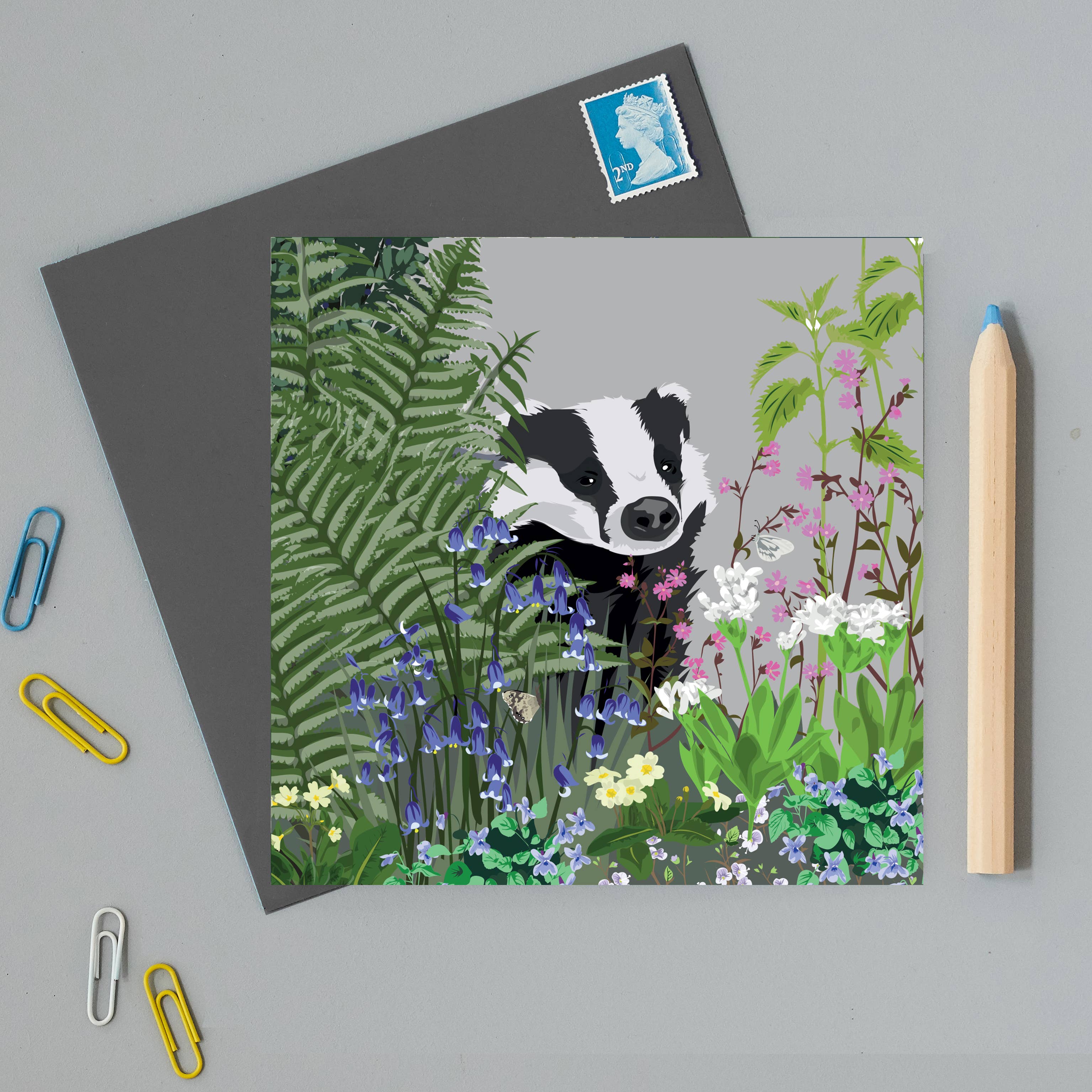 Lorna Syson – wholesale Everyday greeting card – Watlington Badger greeting Card1