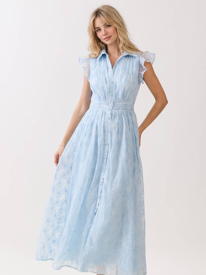 RUFFLE SLV OVERHEMDJURK MET KNOOPSLUITING voor wholesale door Dear Daisy