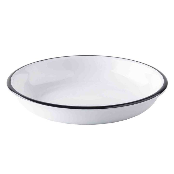 Canteen Collection 24 ounce Melamine Bowl, White/Black for wholesale by TableCraft Products Company