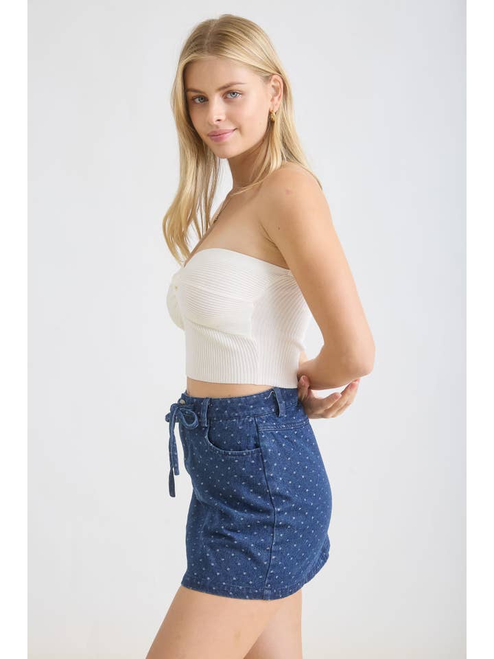 The Workshop Studio - Wholesale Knit Top - Women's - STRAPLESS TWIST FRONT KNIT CROP TOP (PRE-ORDER)8