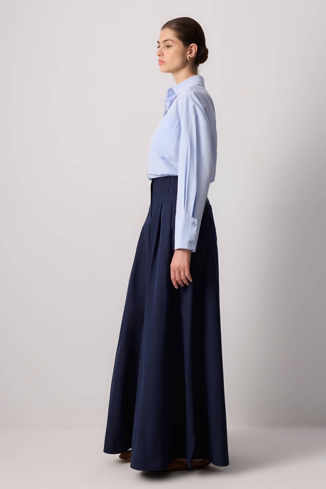 Navy Blue A LINE SKIRT WITH DARTS - COTTON BLEND for wholesale on Faire2