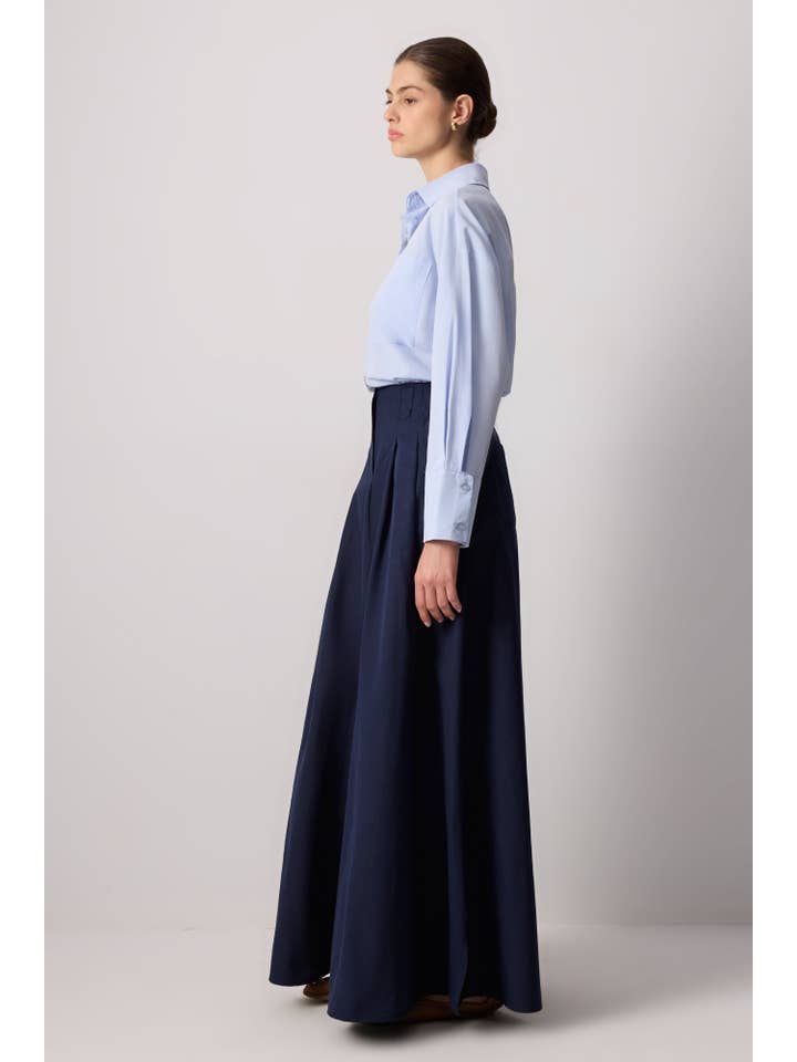 Navy Blue A LINE SKIRT WITH DARTS - COTTON BLEND for wholesale on Faire2