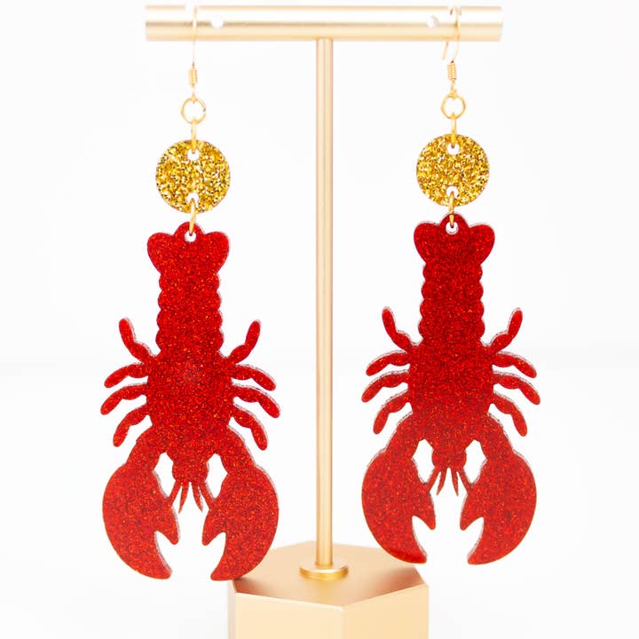 Lobster Glitter Acrylic Handmade Earrings for wholesale by Momenti di Vita