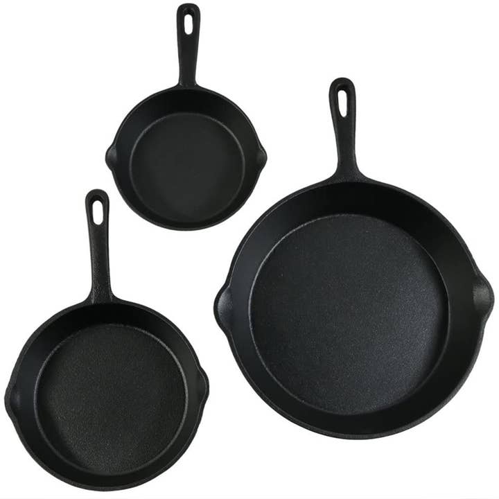 Sunnydaze Decor - Wholesale Cast Iron Skillet - 3-Piece Cast Iron Pre-Seasoned Skillet Set with 3 Pans7