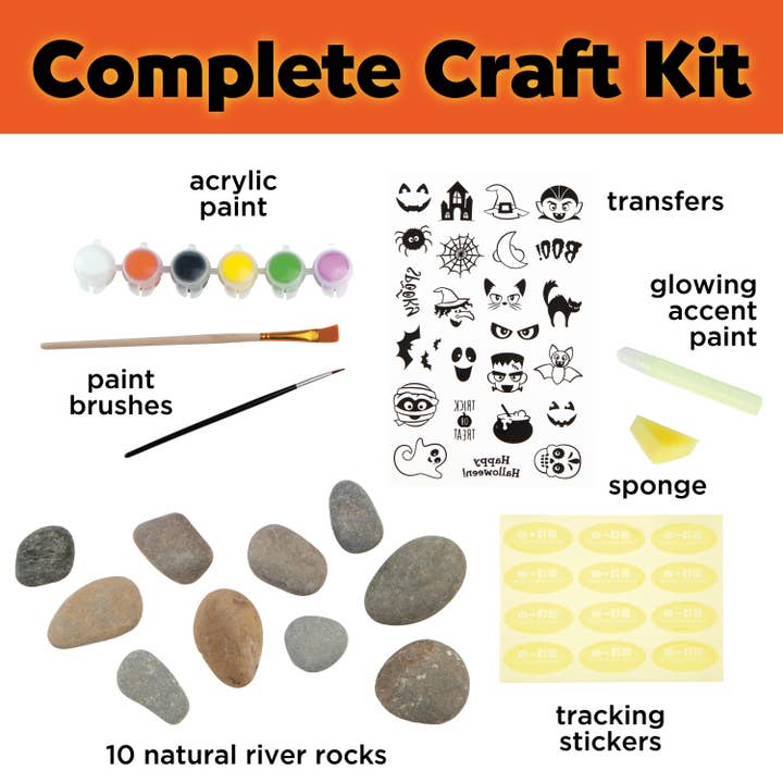 Faber-Castell / Creativity for Kids - Wholesale DIY Craft Kit - Kids - Halloween Hide & Seek Rock Painting Craft Kit for Kids
