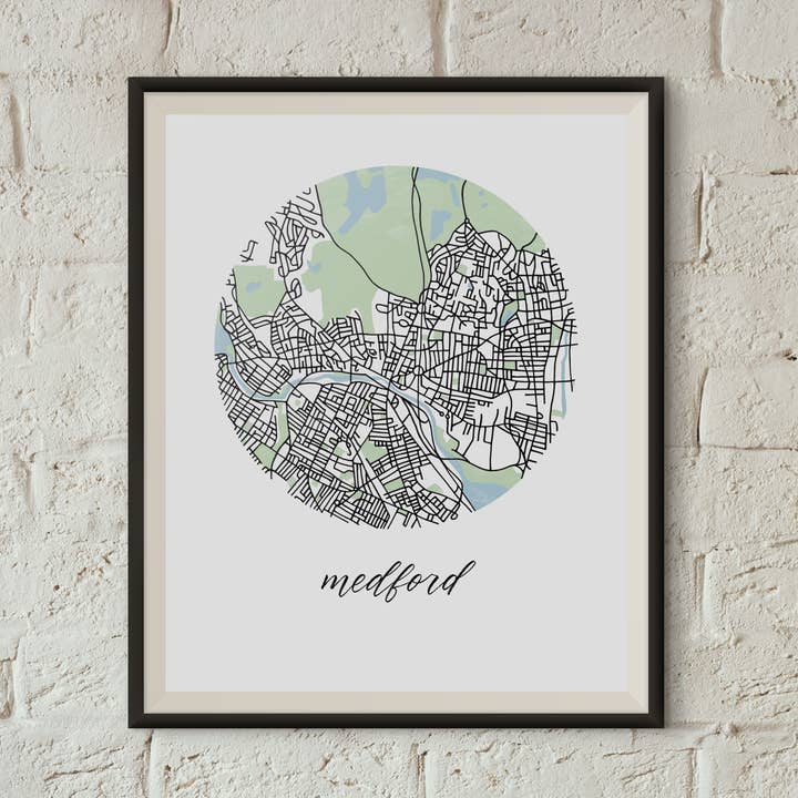 Medford, Boston Map Print for wholesale by Sophie Kaplan
