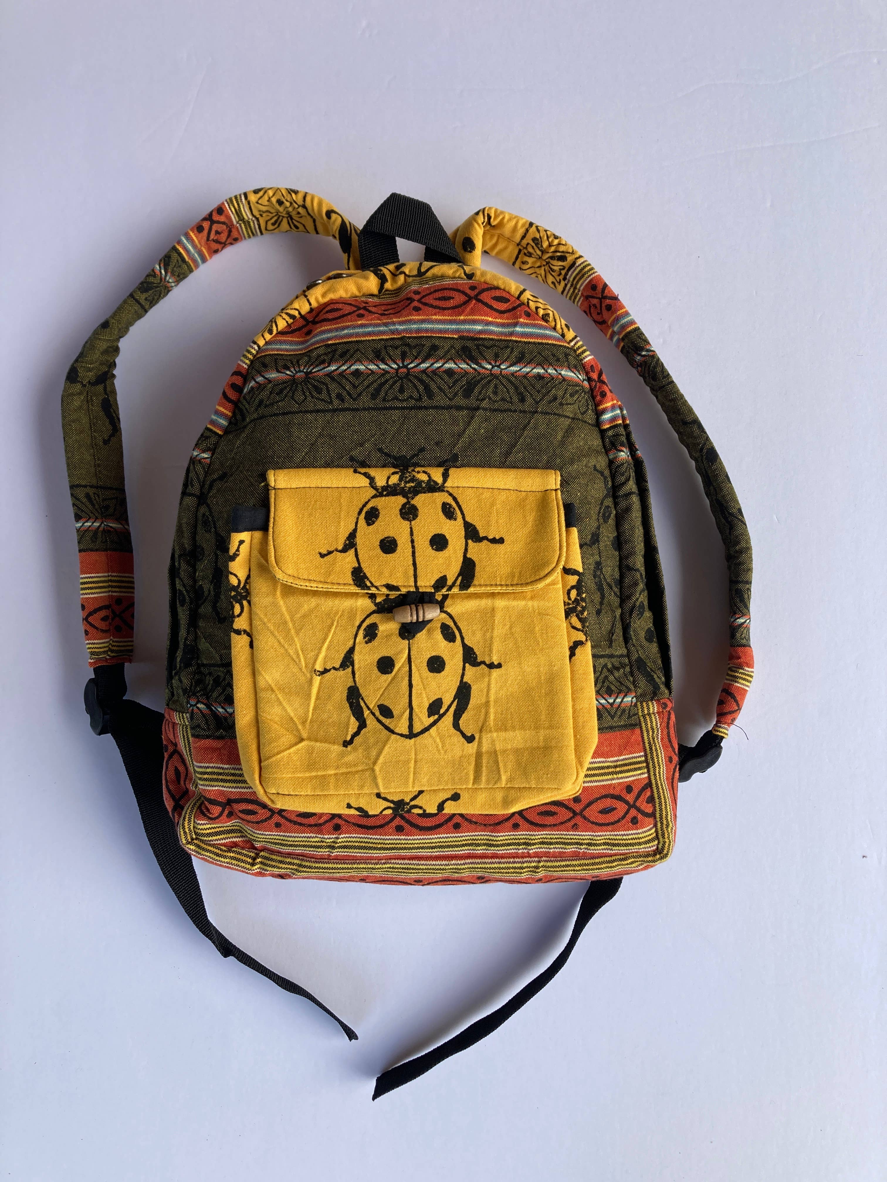 Ganesh Himal Trading - Wholesale Backpack - Women's - Small Cotton Blockprint Backpack with Adjustable Straps14